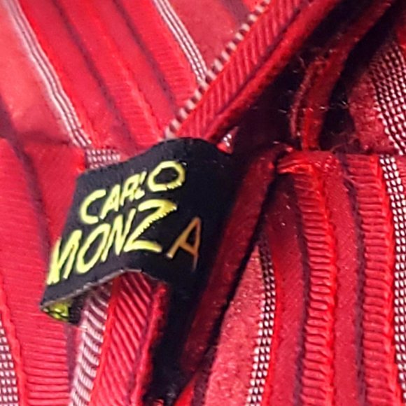 CARLO MONZA, Italian men's tie, 100% SILK, handmade, Patterns: Red stripes - Picture 3 of 15